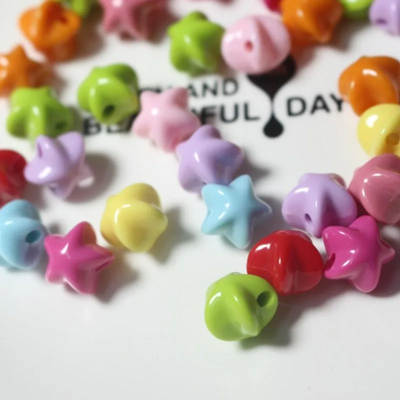 Wholesale 400pcs 13mm Solid Colors Cute Stars Acrylic Jewelry Beads Ornament Acceessories Material Necklace Bracelet Spacers