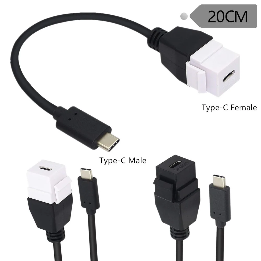 

USB C Keystone Jack Cable,USB 3.1type C Male to Female Panel Mount Insert Adapter, Compatible Standard 2.0Devices & Accessories