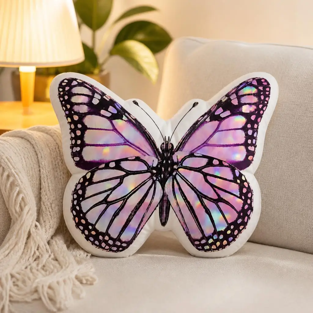 Pink Butterfly Plush Pillow Cushion Irregular Stuffed Throw Pillow Home Decor Gift Sofa Bed Couch