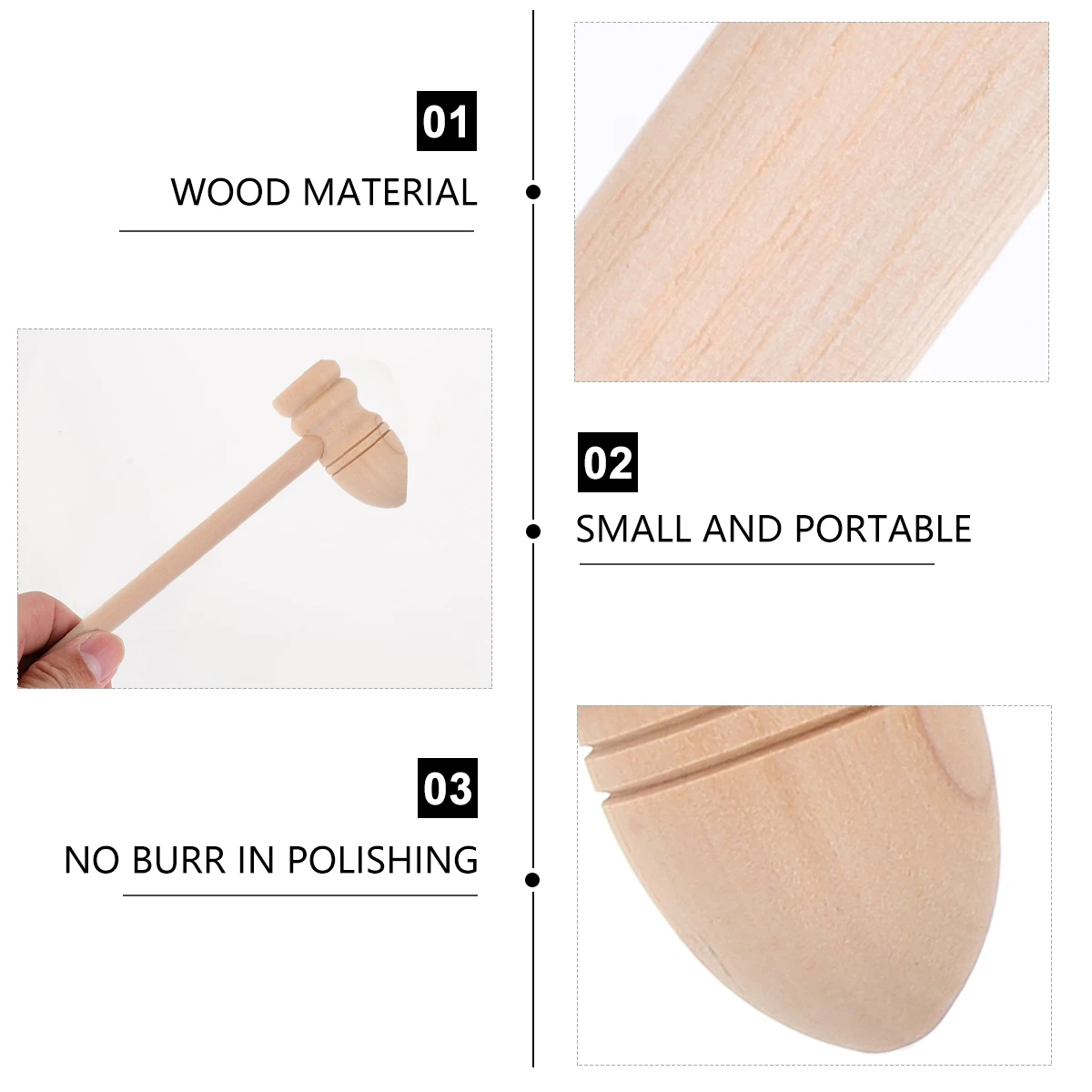 

12pcs Massage Hammer Wooden Toys Baby Hand Training Muscle Development Safe No Burrs Parent Interactive Hammer Tool