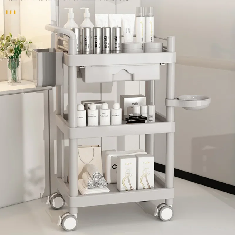 Cosmetic Table on Wheels Portable Trolley Beauty Salon Furniture 3 Tier Rolling Cart Moving Barber Hairdresser Trolley 회전트롤리