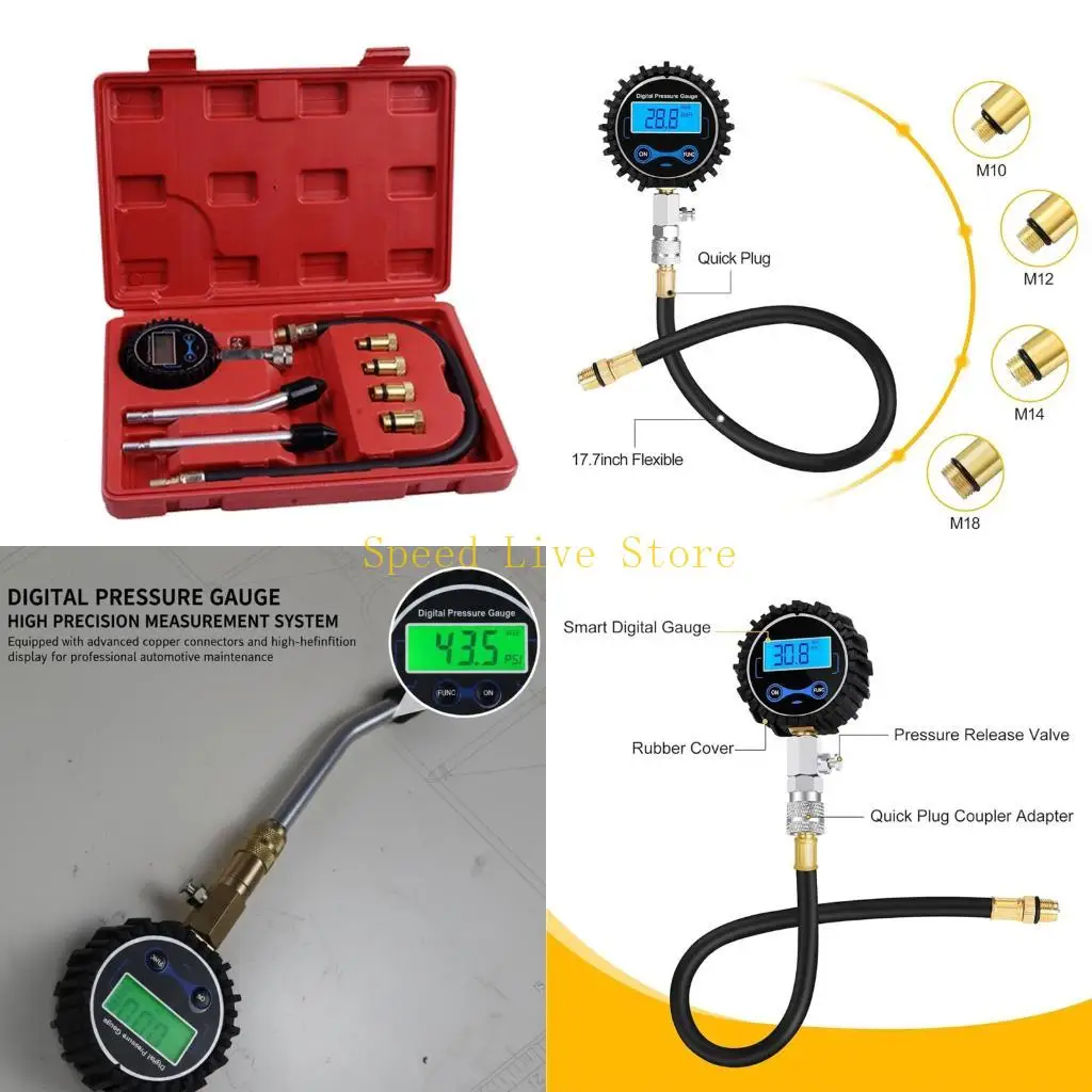 547C High Precise Digital Compression Tester For Automotive Marine And Motorcycle Engines