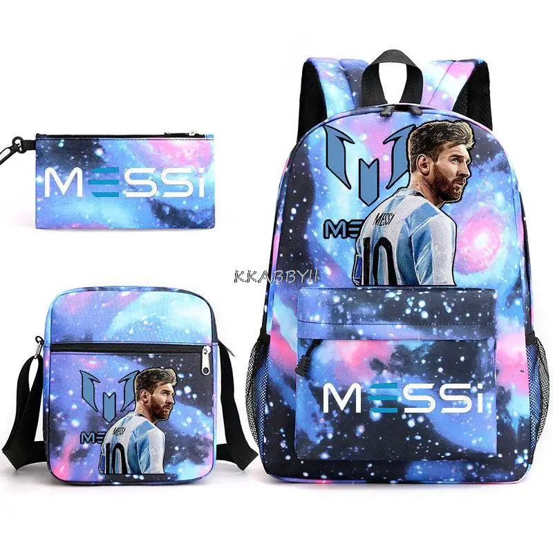 Mochila de alta capacidade Messi para homens e mulheres, mochilas casuais, Anime Laptop Bag, Shopping Bag, Lápis para crianças