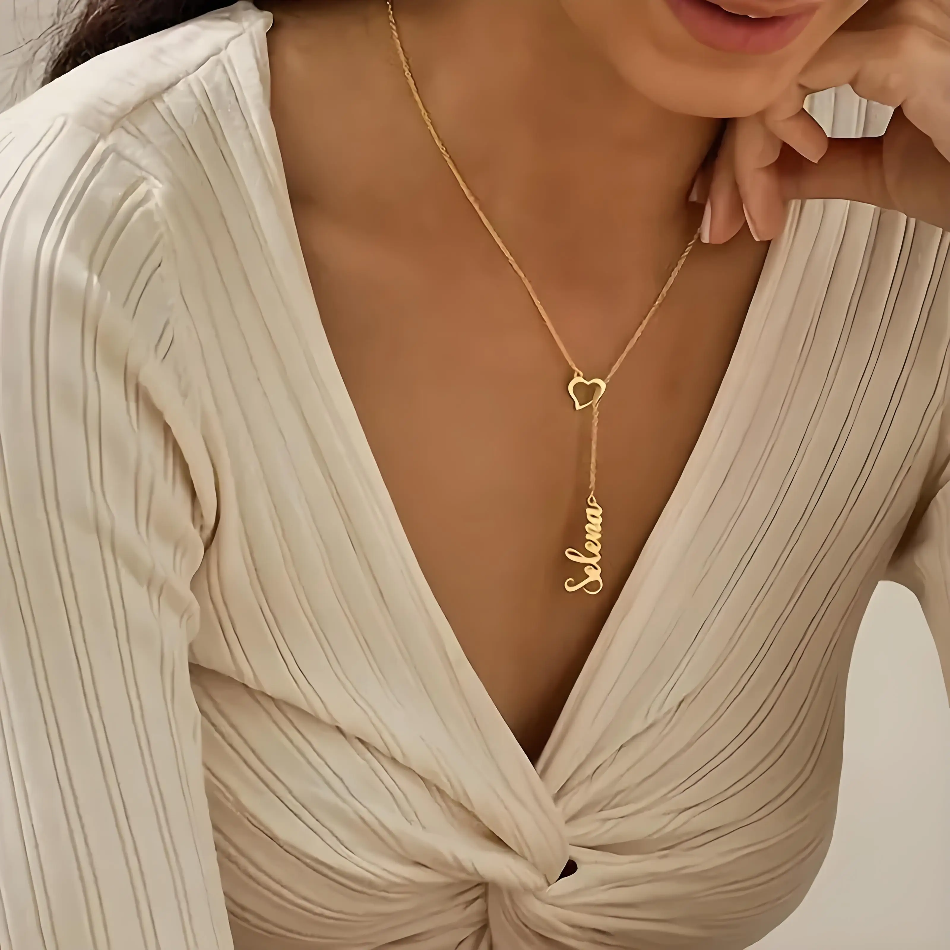 Colar personalizado com nome de batimento cardíaco de casal, joias personalizadas com corrente em forma de Y, presente ideal para o dia dos namorados