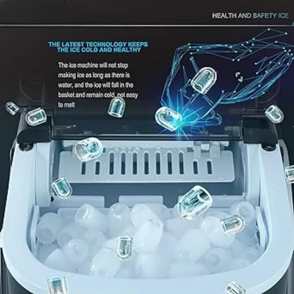 Ice Maker,Countertop, Efficient Easy Carry, Self-Cleaning Ice Maker, 9pcs/ 8mins 26.6Lbs Per Day, Kitchen Appliances,Ice Machine