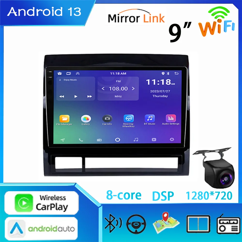 

2Din 9" Android 13 Car Radio Player For Toyota Tacoma 2 HILUX 2005-2013 Carplay GPS Navi Head Unit 2din Stereo DVD