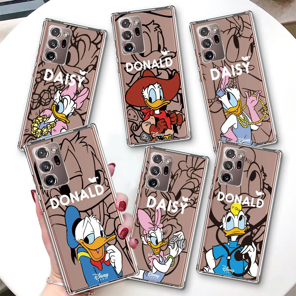 Transparent Case for Samsung Galaxy Note 20 Ultra 5G 10 Plus 8 9 TPU Soft Phone Cover 10 Lite M52 J4 Disney Donald Duck Couple