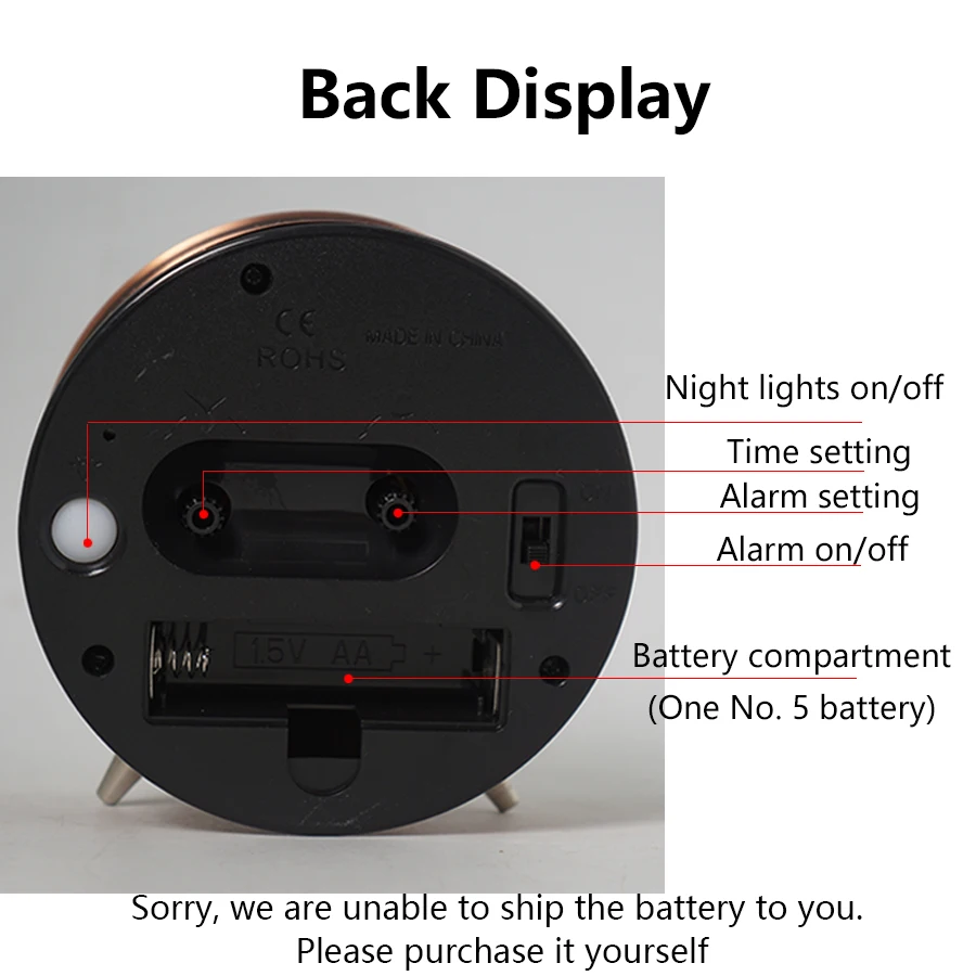 Picture 3: 1pc 3.8-inch Light Luxury Metal Quartz Alarm Clock, Electroplated Metal Shell, Retro Decorative Luminous Desk Clock, No Battery
