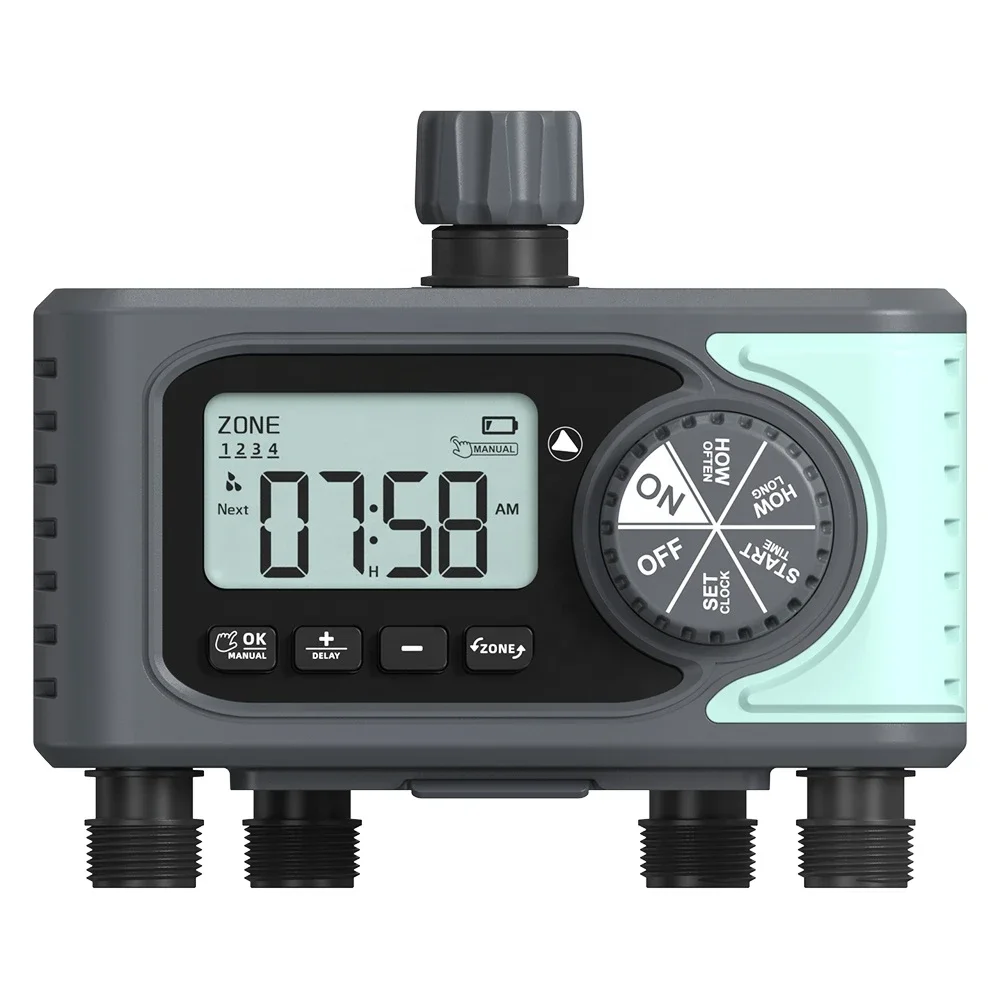 Digital for 4 Zones Water Timer Irrigation for 4 Areas Programmable How Long How Often Watering Outdoor Hose Faucet