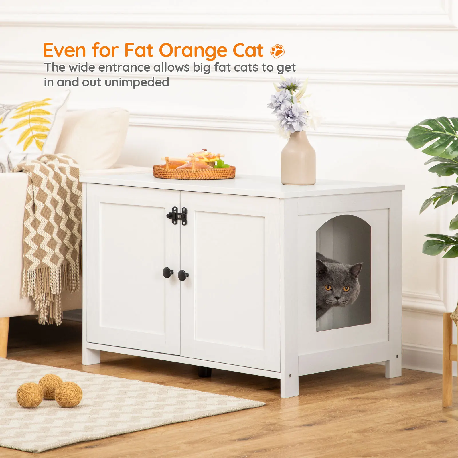 HOOBRO Cat Litter Box Enclosure Wooden Pet House End Table Hidden Cat Washroom Furniture With Divider Large Space Living Room