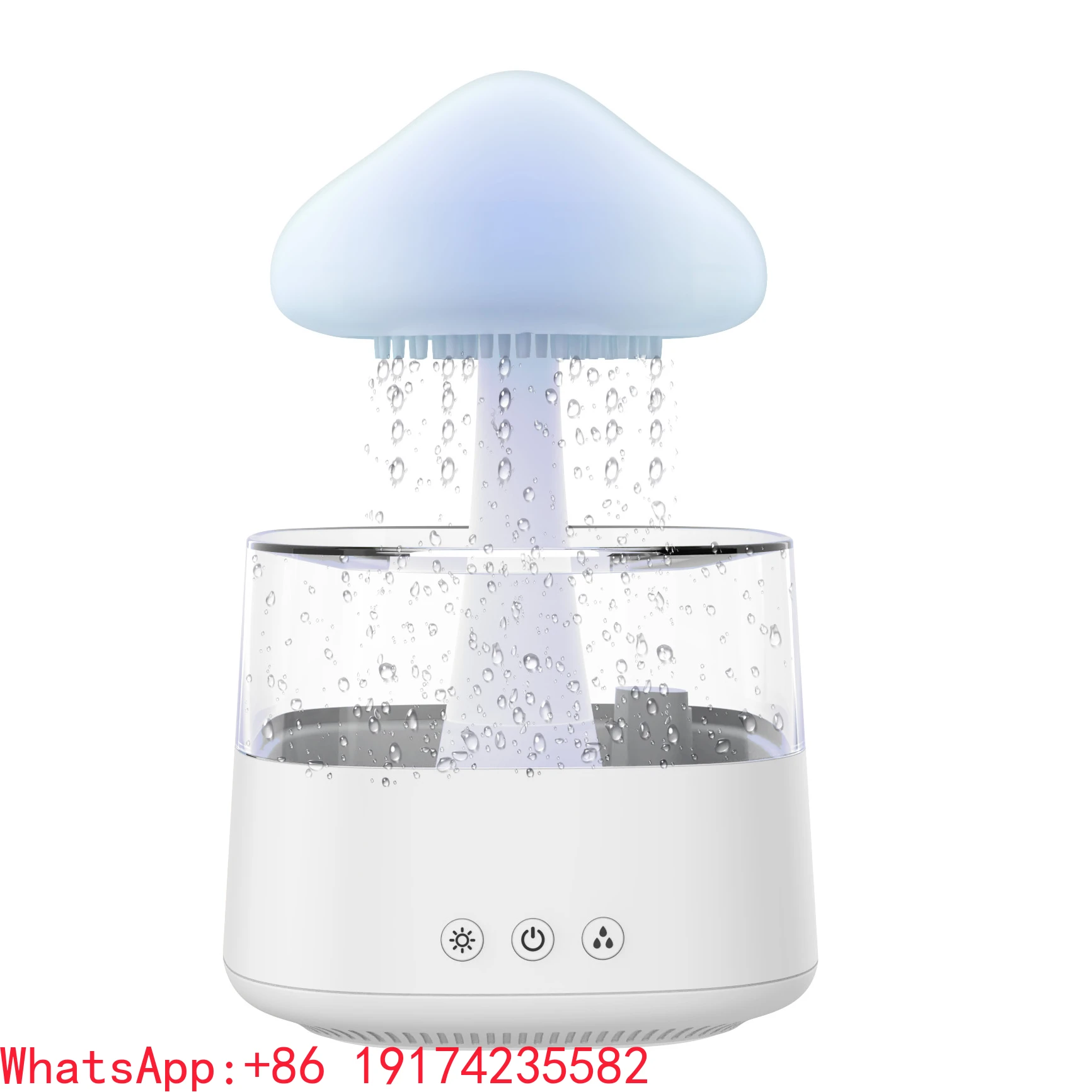 Personalizza Umidificatore a goccia di pioggia con suono a goccia d'acqua nitido Velocità di flusso d'acqua regolabile Umidificatore a nuvola con gocce di pioggia a 7 colori