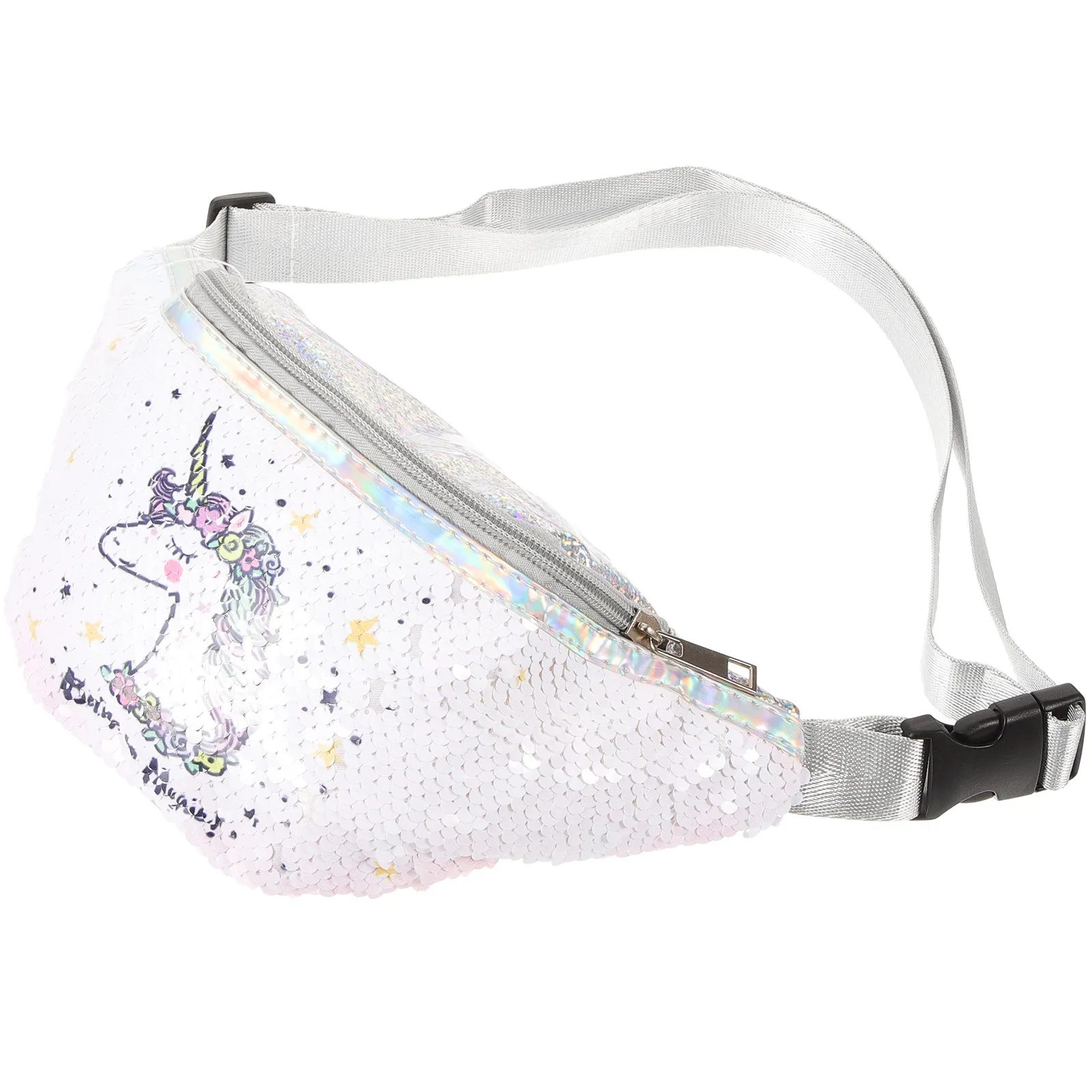 

Белая поясная сумка с пайетками в виде единорога, яркая спортивная сумка с регулируемым ремнем, нагрудная сумка для телефона, женская поясная сумка для фитнеса, путешествий, велоспорта