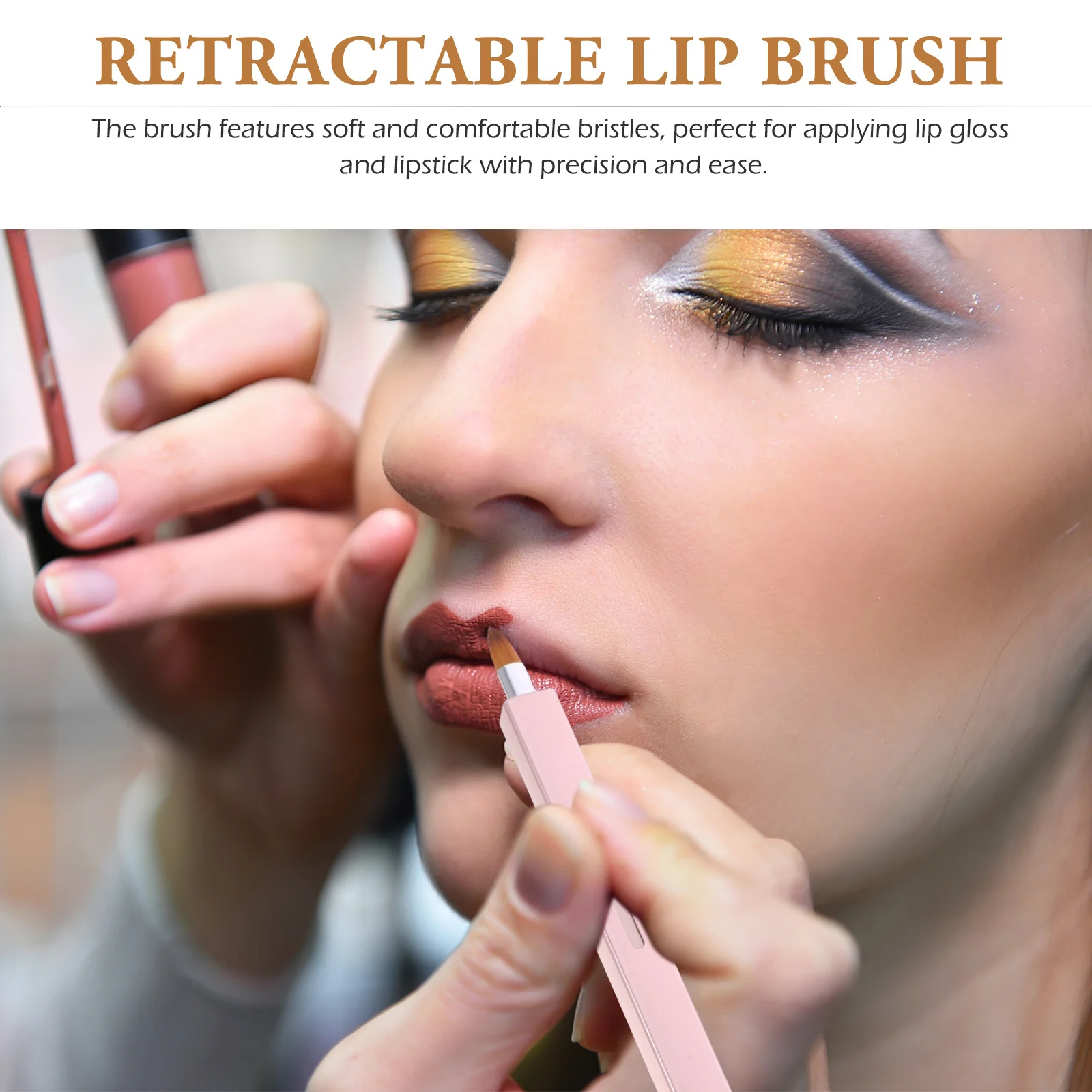 2Pcs Retractable Lip Brush Set Portable Soft Bristles Smooth Makeup Application Lipstick Gloss Applicator Women Makeup Tools