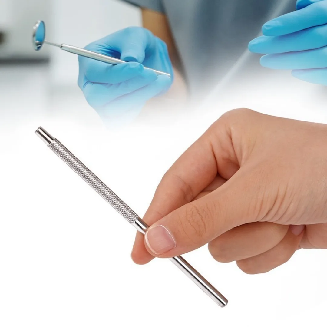 10 قطعة من الفولاذ المقاوم للصدأ مقبض مرآة الأسنان فحص الأسنان مقبض مرآة مقبض واحد بدون عدسة مقبض قابل للفصل أداة طب الأسنان