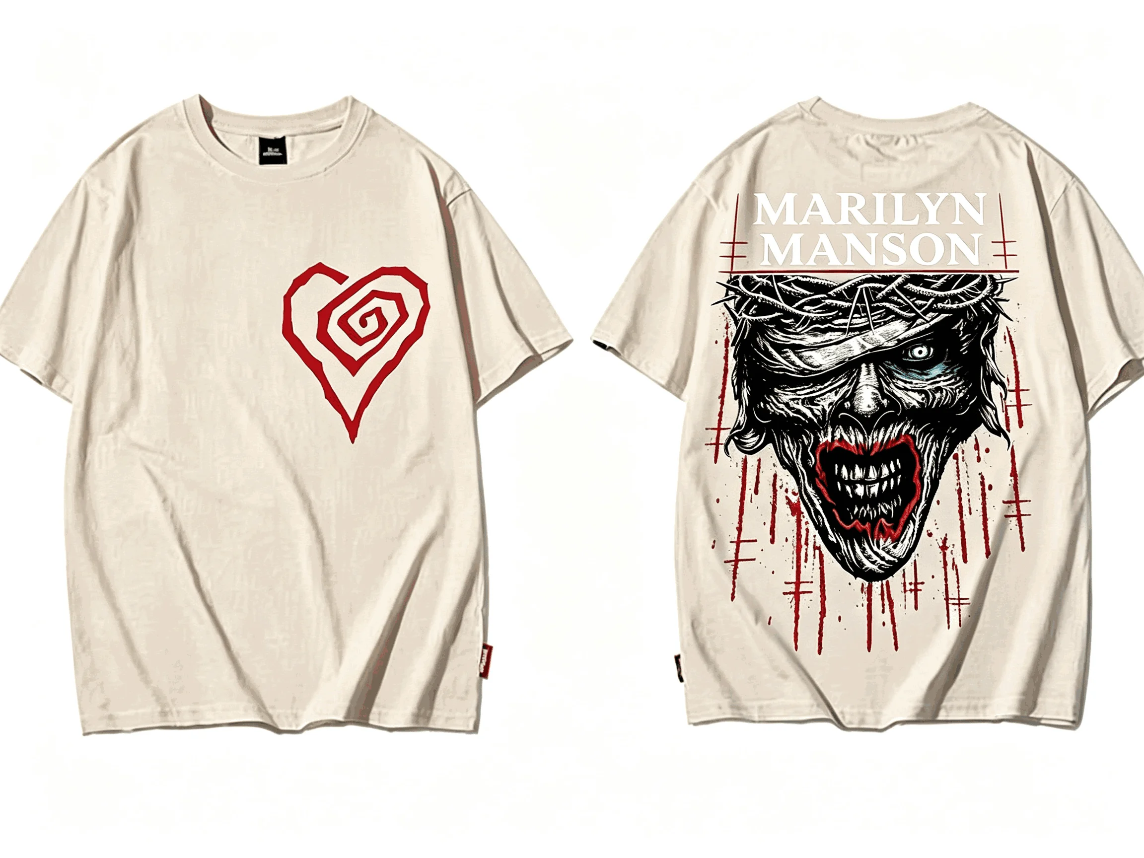 Marilyn Manson Summer New Cotton Retro Unisex Casual Fashion T-shirt High Street Oversized Unisex Trendy Cotton Breathable soft