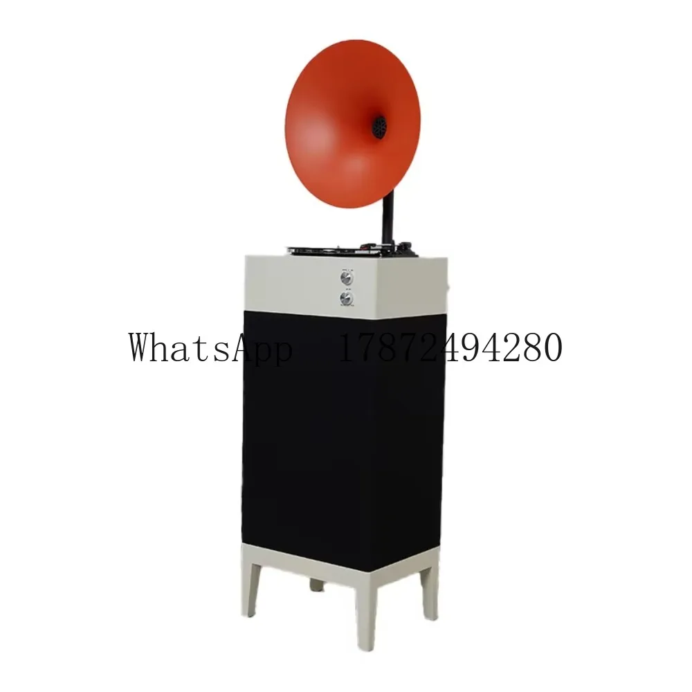 Modern Waterproof Floor Type Integrated Vinyl Phonograph Black Orange Speaker BT Stereo Phonograph Model Room