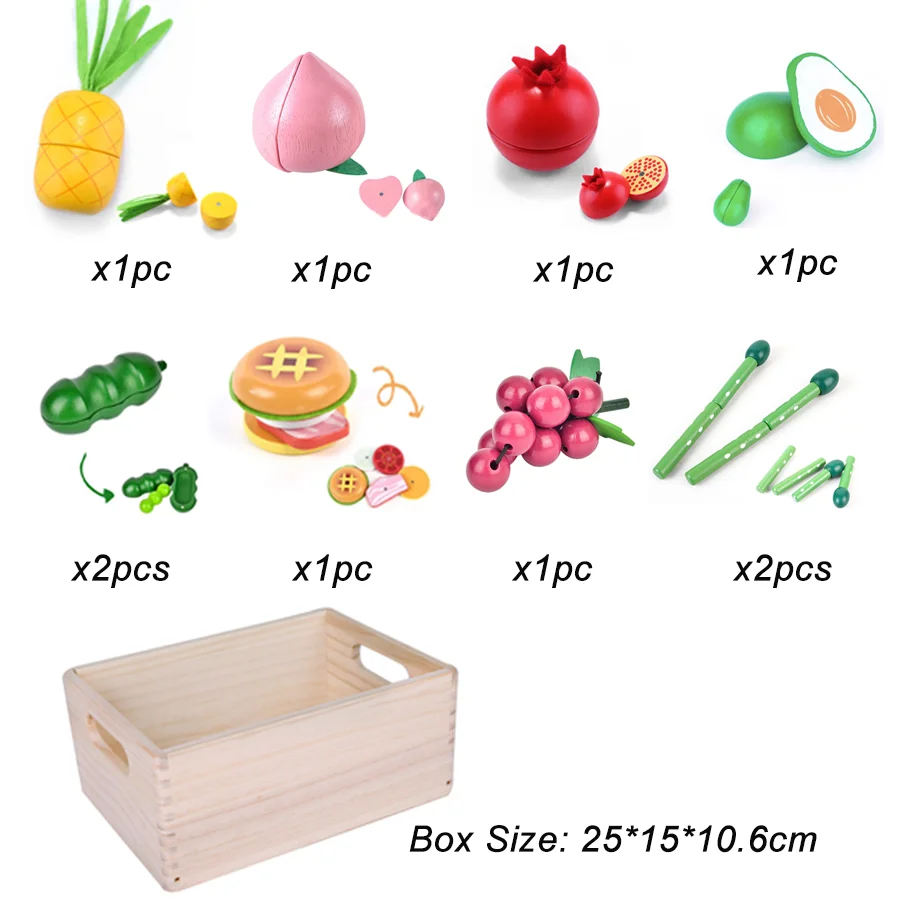 Jeu de Simulation en bois personnalisé, ensemble de coupe de fruits et légumes, jouets de cuisine de Simulation, éducation d'apprentissage, cadeau pour enfants