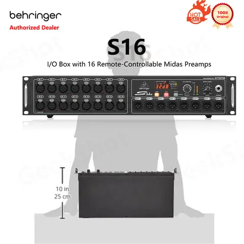 .Behringer S16 16-input/8-output Digital Stage Box I/O Box with 16 Remote-Controllable Midas Preamps 8 Outputs AES50 Networking