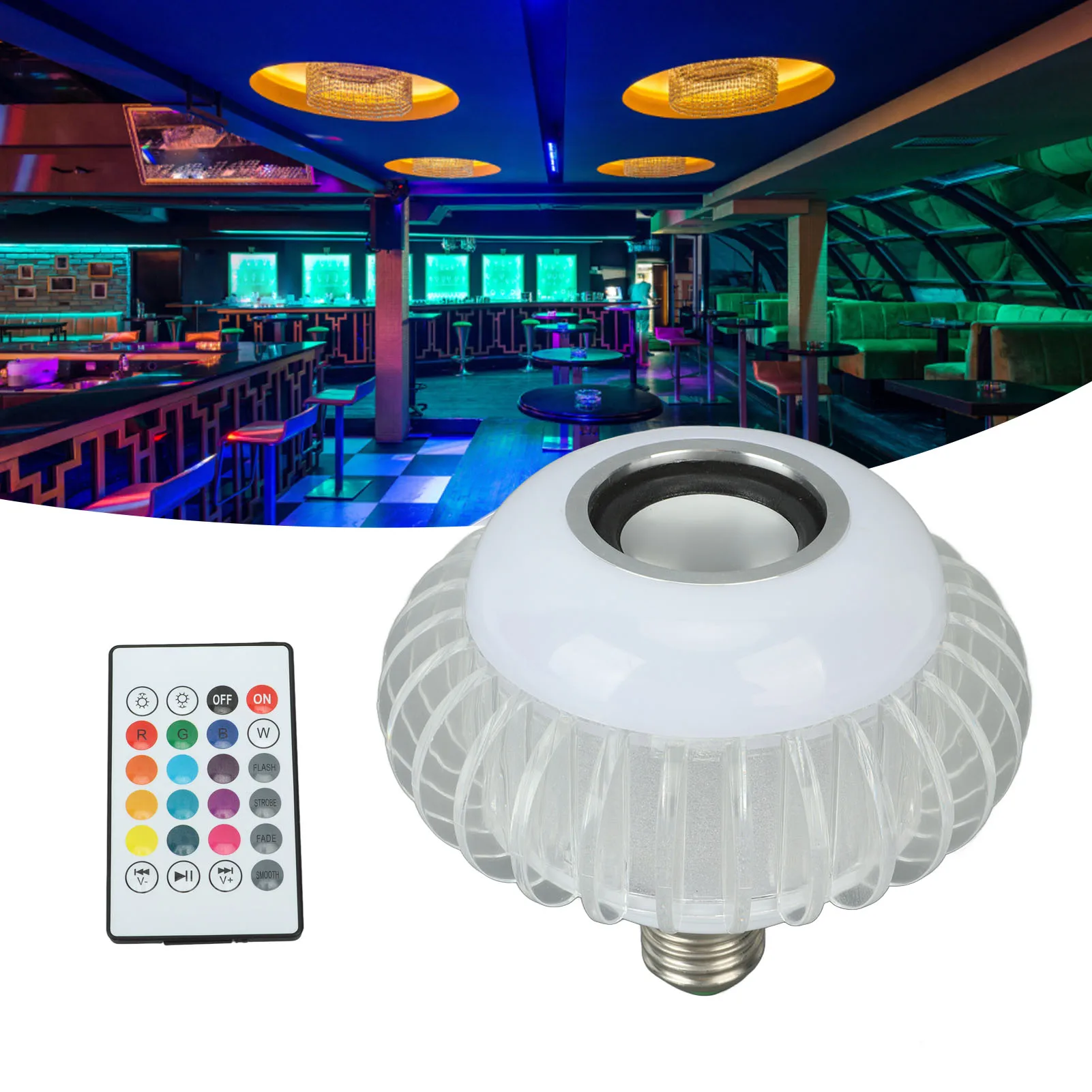 ZK50 الذكية LED ضوء لمبة سماعة لاسلكية تعمل بالبلوتوث ضوء لمبة المتكلم E27 RGB اللون تغيير ضوء لمبة مع 24 مفاتيح التحكم عن بعد