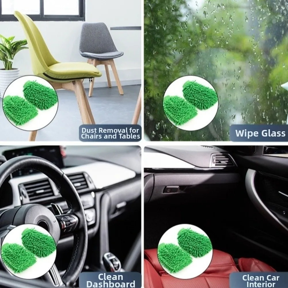 

2 pieces Ultra Absorbent Car Wash Glove Elastic Double-sided Cleaning Mitts Multi-Purpose Shed-Resistant Car Cleaning Towel