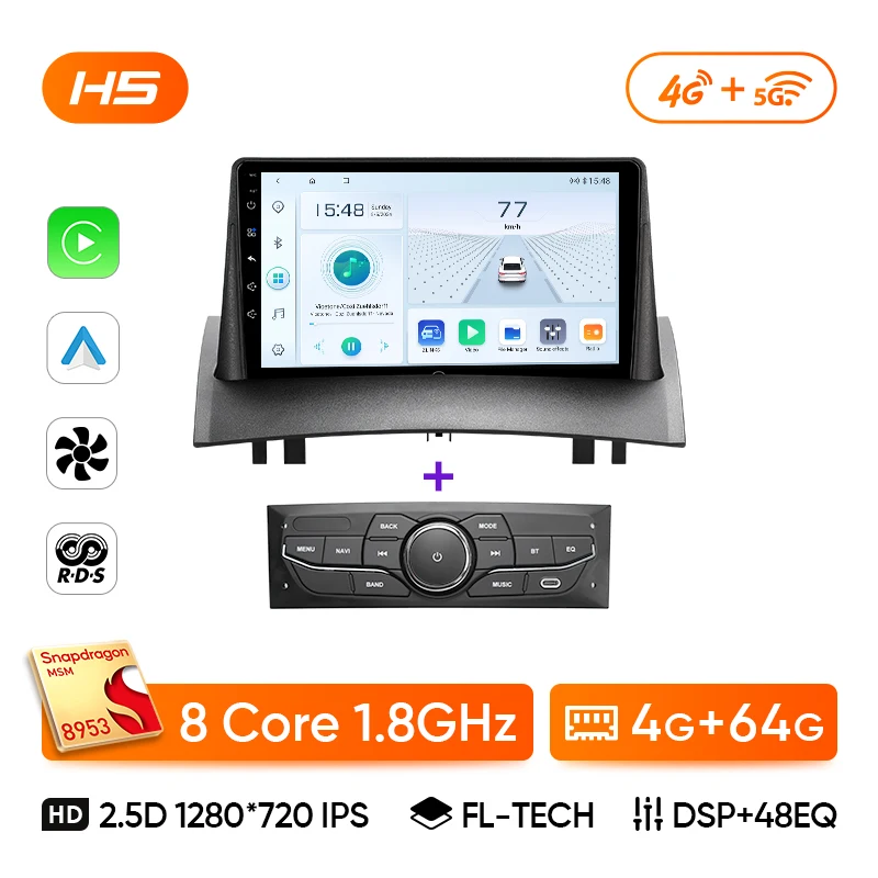 Ainavi Autoradio Voor Renault Megane 2 2002-2009 Draadloze Carplay Android Auto Audio 4G Auto Multimedia speler HDMI GPS BT 2 Din