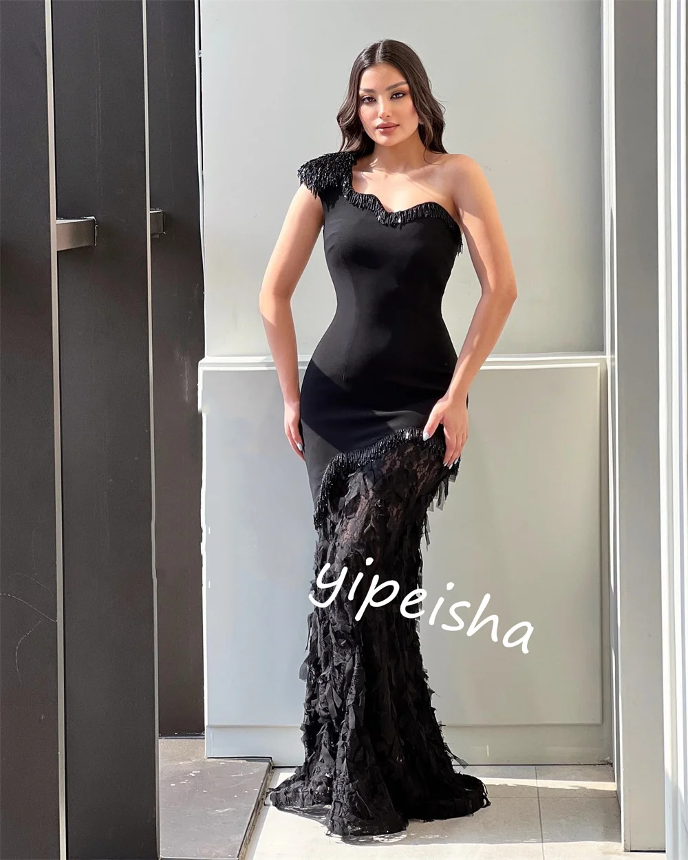 Prom Dress Evening Saudi Arabia Jersey Sequined Birthday Mermaid One-shoulder Bespoke Occasion Gown Long Dresses