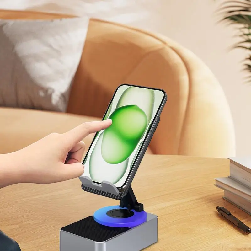 

Phone Stand With Hd Surround Sound 360 Degree Rotation Phone Stand Non-Slip Base Portable BT Speakers Phone Holder