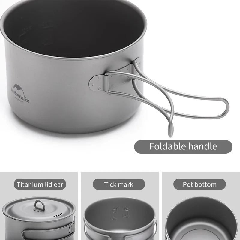 Imagem -05 - Naturehike-lightpeso High Strength Titanium Cookware Frigideira Portátil Piquenique ao ar Livre Camping Pot Função de Auto-limpeza