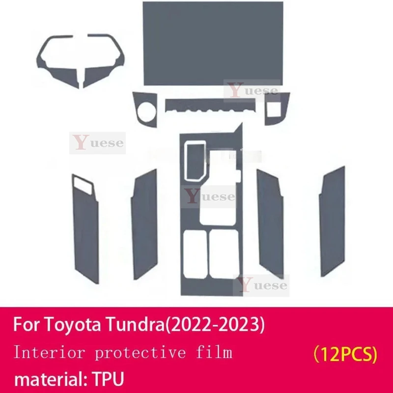 For Toyota Tundra 2022-2024 Car Interior Center Console Transparent TPU Protective Film Anti Scratch Sticker