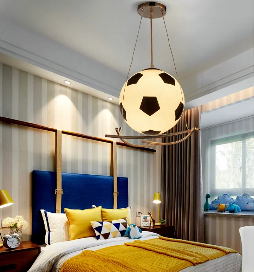 Plafonnier de luxe créatif pour chambre d'enfant, football, garçon, dessin animé, moderne