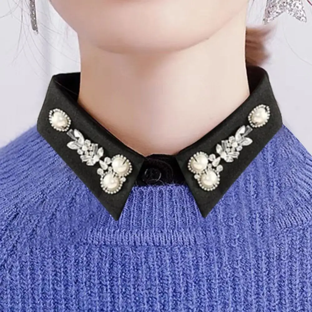 ياقة شيفون مزيفة مطرزة بالخرز ، ديكور متعدد الاستخدامات ، سترة بلوزة ، أطواق مزيفة ، أطواق قابلة للفصل ، جديدة