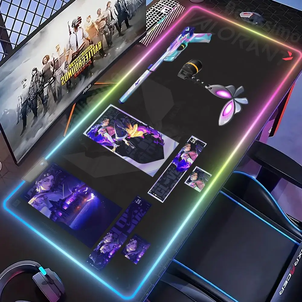 

Valorant RGB Gaming Mousepad Desk Pad LED Keyboard Mat Gamer Mousepad XXL Mouse Pad Luminous Mouse Mat Design Mousepads