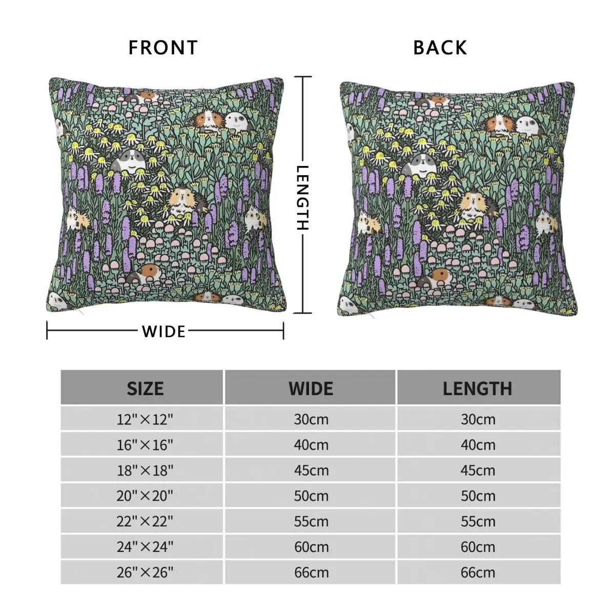 Guinea Pigs Garden Herbs Square Pillowcase Polyester Linen Velvet Creative Zip Decor Throw Pillow Case Bed Cushion Cover