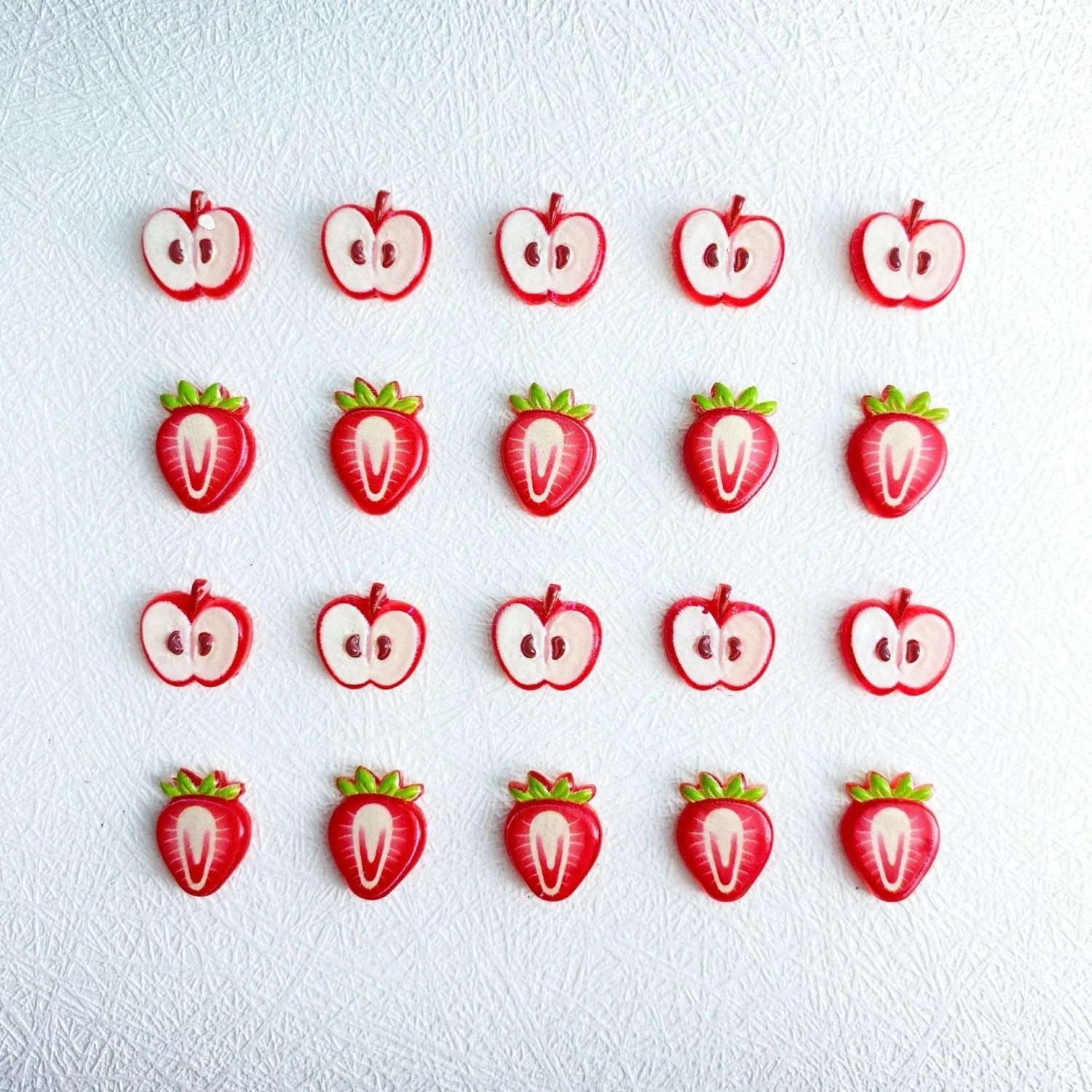 

50pcs Cute fruit cartoon nail charms jewelry strawberry apple resin wearing nail decoration small accessories handmade DIY mater