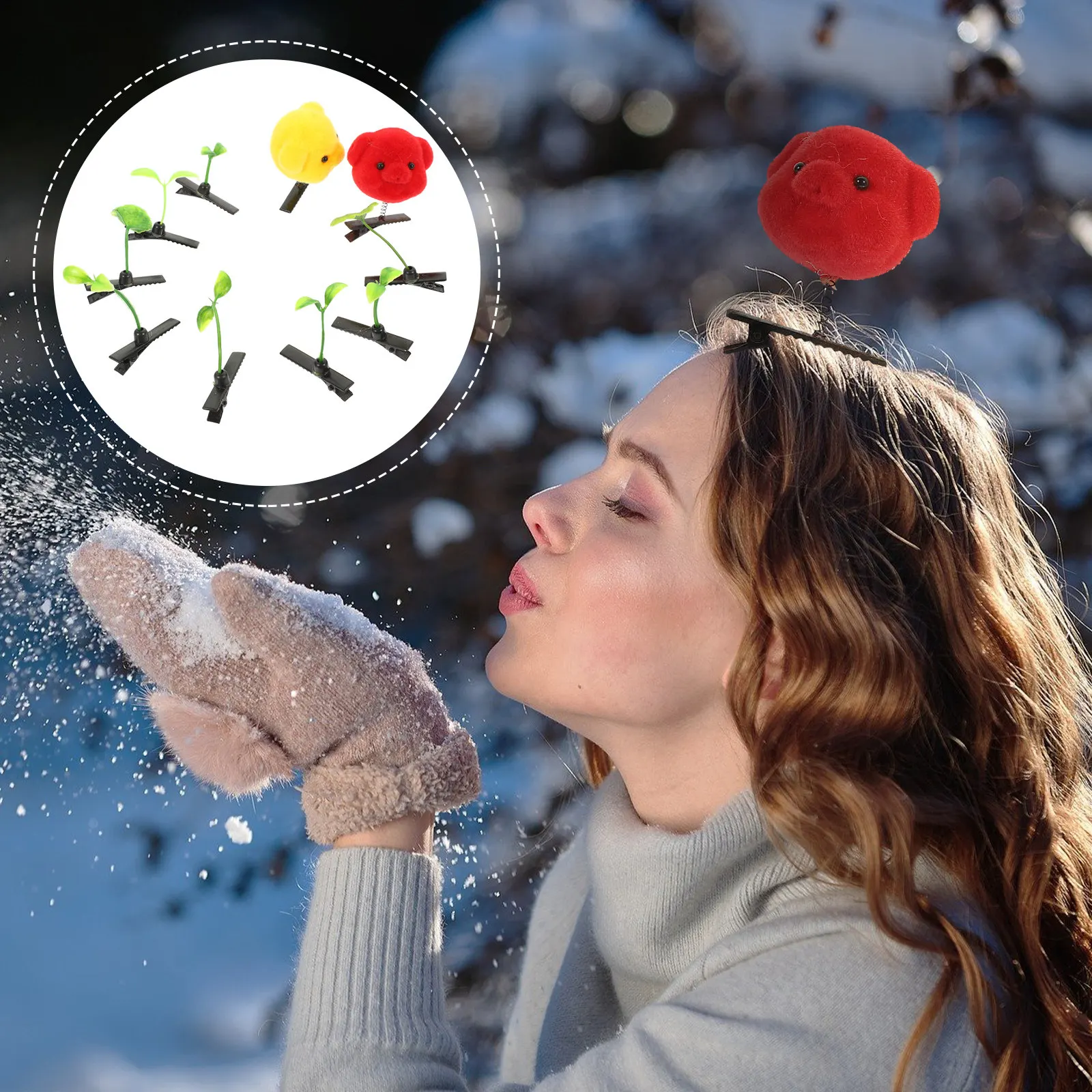 

10Pcs Fruit Hair Clip for Women Sprout Flower Grass Design Delicate Metal Pe Hairpin Elegant Headwear Gift Random Pattern