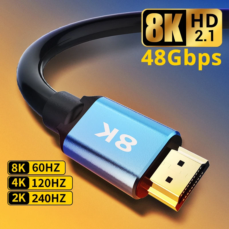 

8K HDMII-Compatible 2.1 Cable for Xiaomi TV Box PS5 USB HUB 8K@60Hz Cable 48Gbps eARC Dolby Vision HD 1m 2m 3m 5m 10m 15m 20m