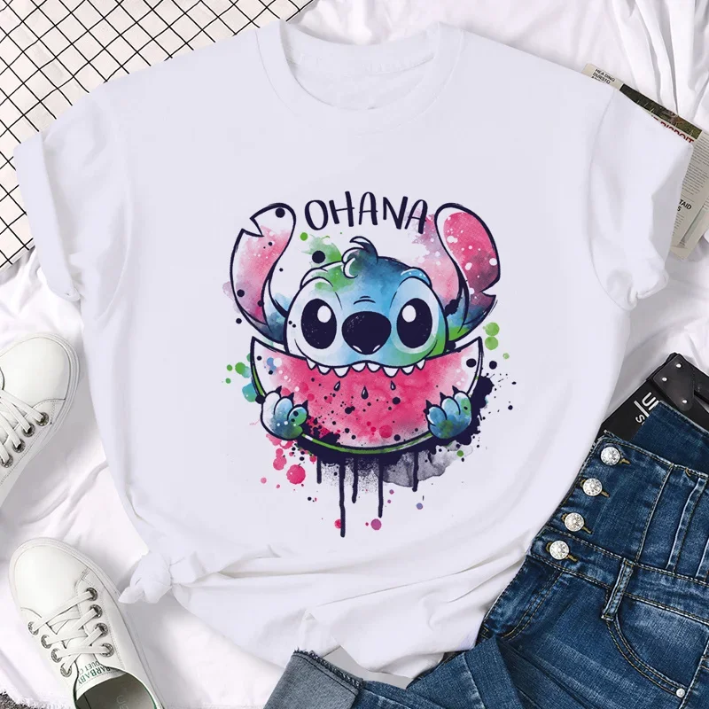 Kawaii 90s stitch disney Funny Cartoon T Shirt Women Cute Manga T-shirt Y2k Graphic Tshirt Streetwear Top Tees Female Clothes