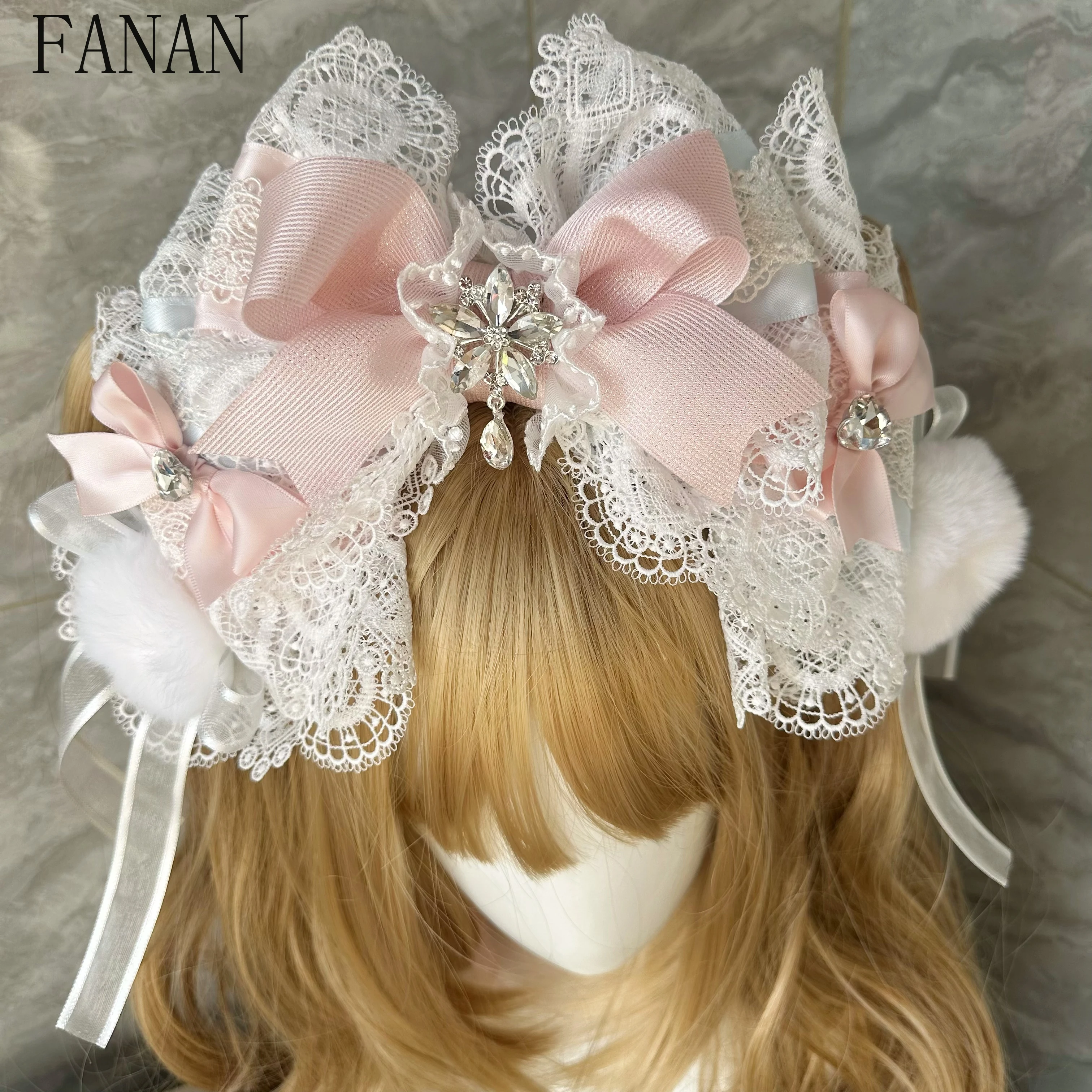 

Hair Hoops Sweet Original Handmade Lolita Style Headband Big Bow Kc Girl Accessories New Headwear Cute Headband