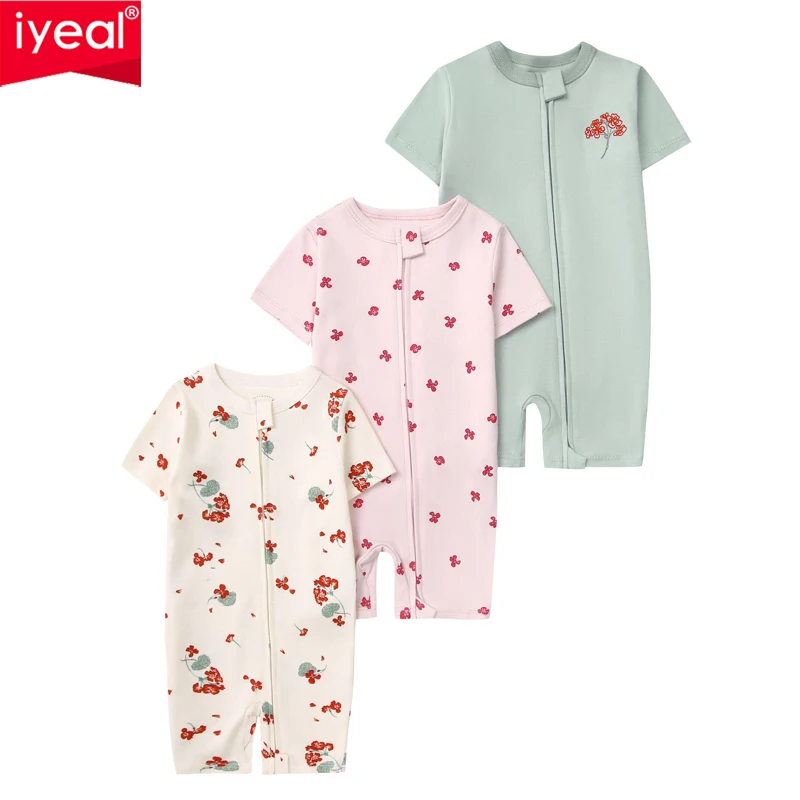 iyeal-3pcs-lot-baby-summer-cartoon-print-zip-up-rompers-baby-soft-cotton-short-sleeve-jumpsuit-infant-sleepsuits