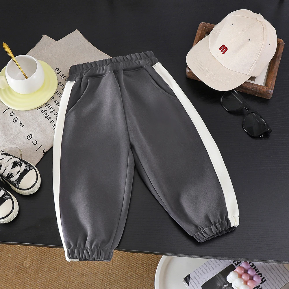Autumn Kids Pants 1-10T Color Blocking Girl Clothes Cute 5 Colors Boys Trousers Soft Loose Children Sweatpants