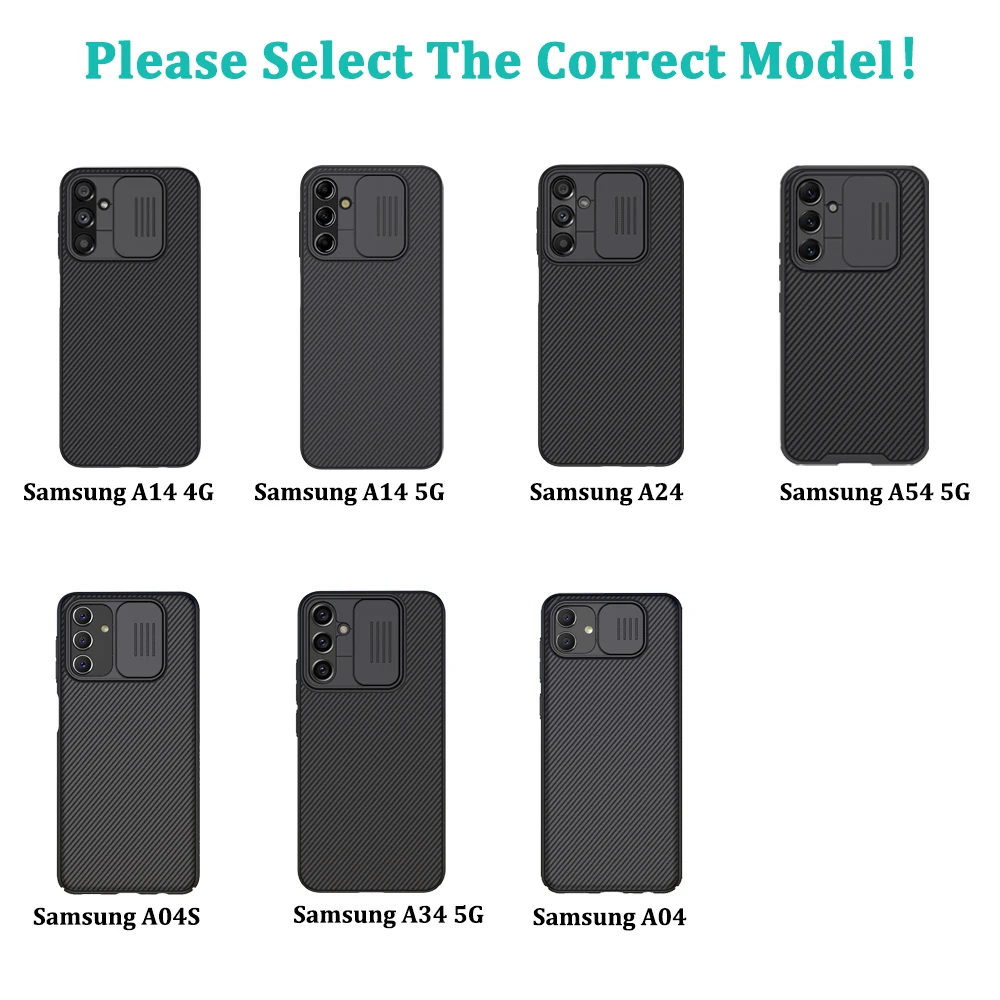 Nillkin CamShield Case for Samsung Galaxy A54 A34 A24 A14 4G 5G, with Camera Protector Cover A54 A34 A24 A14 A04 A04S 4G 5G