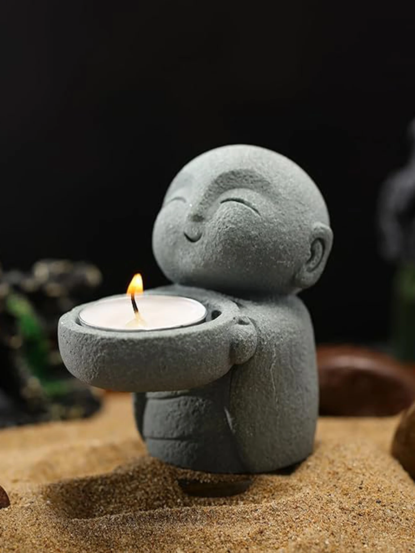 Little Monk Candle Holder Base, Retro Candle Holder Craft, Home Decor Item, Dining Table, Bedroom