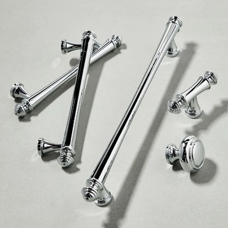 Silver Dresser Shoe Drawer Knobs Bright Chrome Kitchen Cabinet Handle Brass Cupboard Door Pulls Furniture Handle Door Hardware