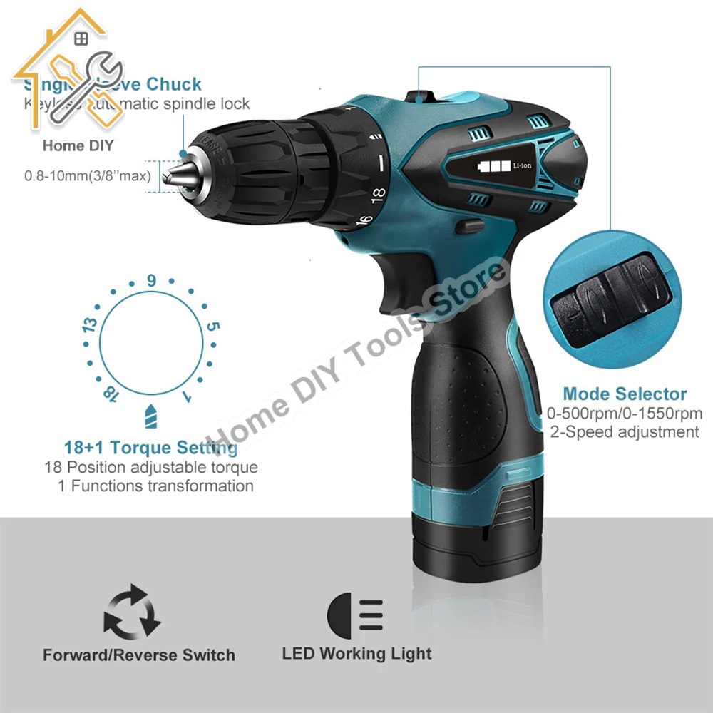 16.8V Electric Screwdriver Lithium Electric Drill Rechargeable Hand Drill Screwdriver Electric Tool Torque Drill Power Tools