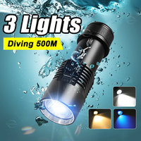 Powerful Diving Flashlight 3 Lamp Beads Diving Lantern IPX8 Waterproof Underwater Light Professional Scuba Diving Flashlight