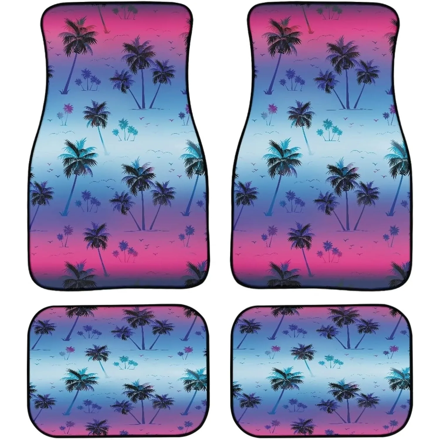 Gradient Pink Purple Coconut Tree Car Foot Mat Automotive Accessories 4pcs Set Car Foor Mats Floor Cushion Pads Universal Floor