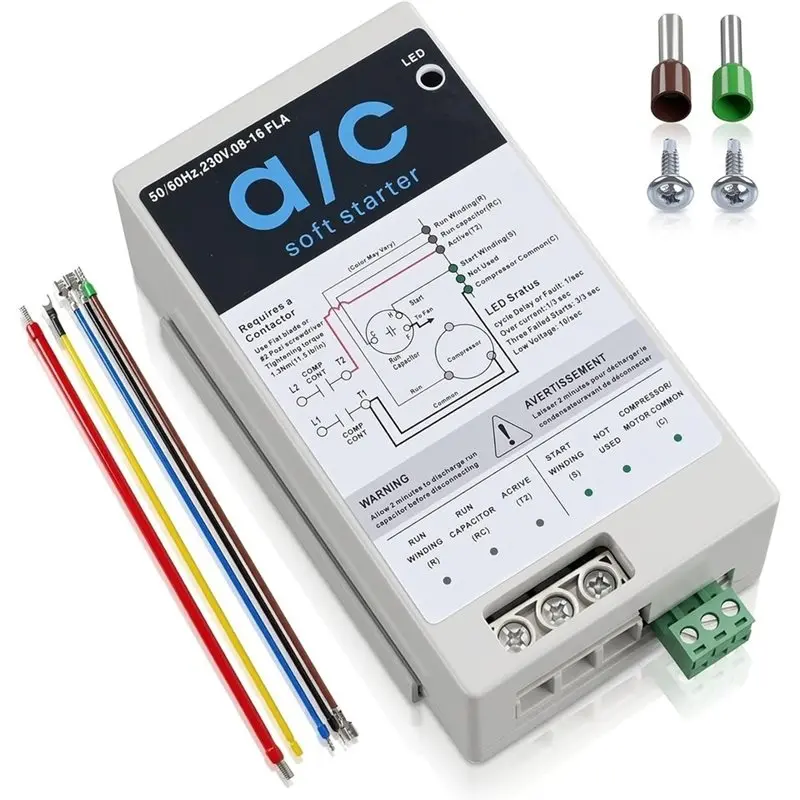 Reliable-AC Soft Start Kit For 1.75-3.5 Ton 230V HVAC Air Conditioners- 08 To 16A, Includes Reverse Motor Protection, For Home,