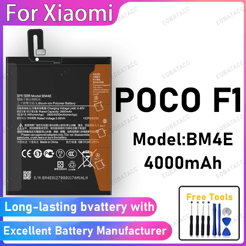 100% Neuer 4000mAh BM4E Akku für Xiaomi POCO F1 Akku-Ersatz Bateria + Kostenlose Werkzeuge