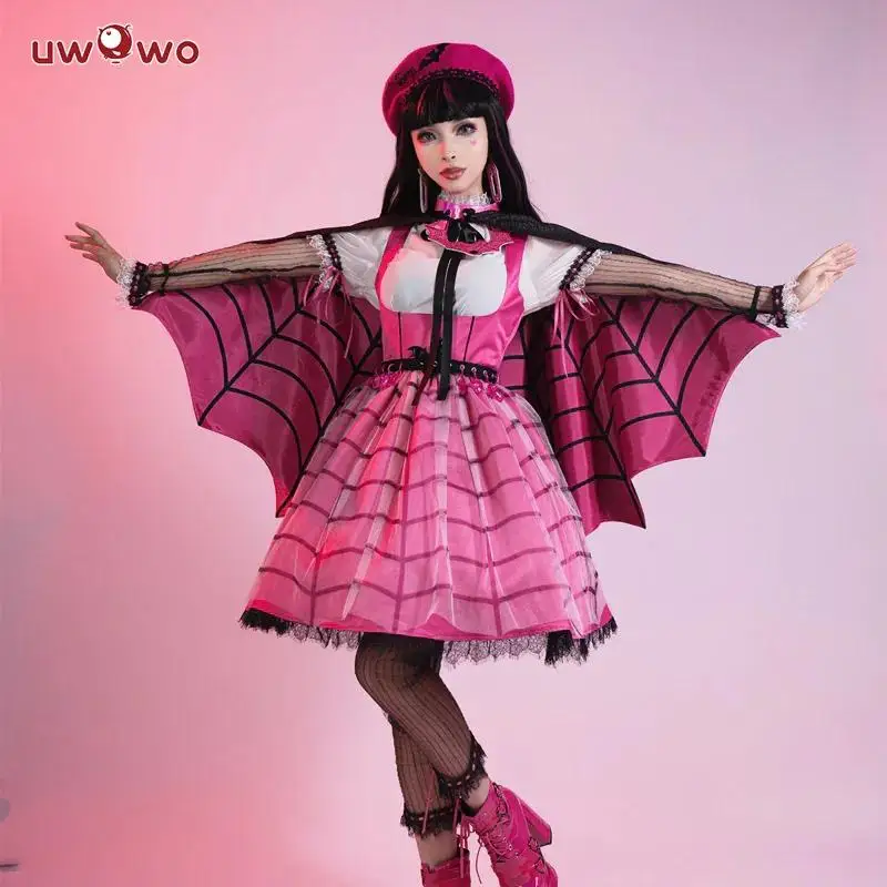 

В НАЛИЧИИ UWOWO Monster High: Дракулаura Косплей Костюм Розовый Костюм Вампир Женский Маленький Дьявол Косплей Костюмы на Хэллоуин