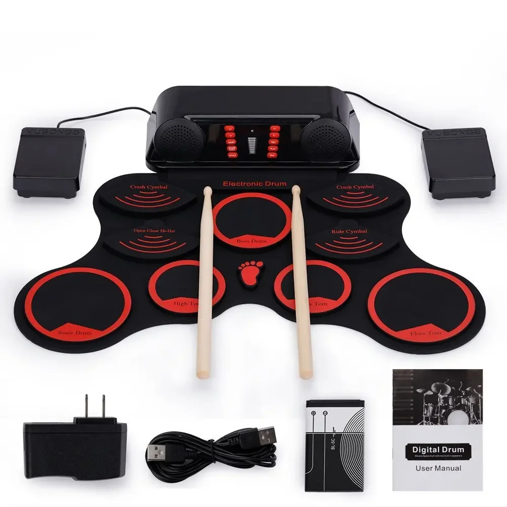 

electronic drum set professional 9 Pad Roll Up digital Drum Kit musical instrument